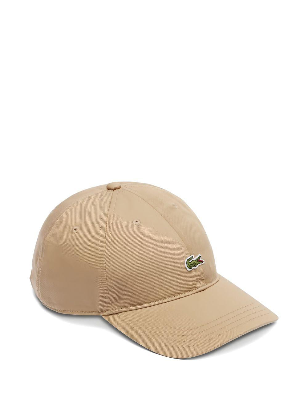 Cappello da baseball beige con applicazione logo 
