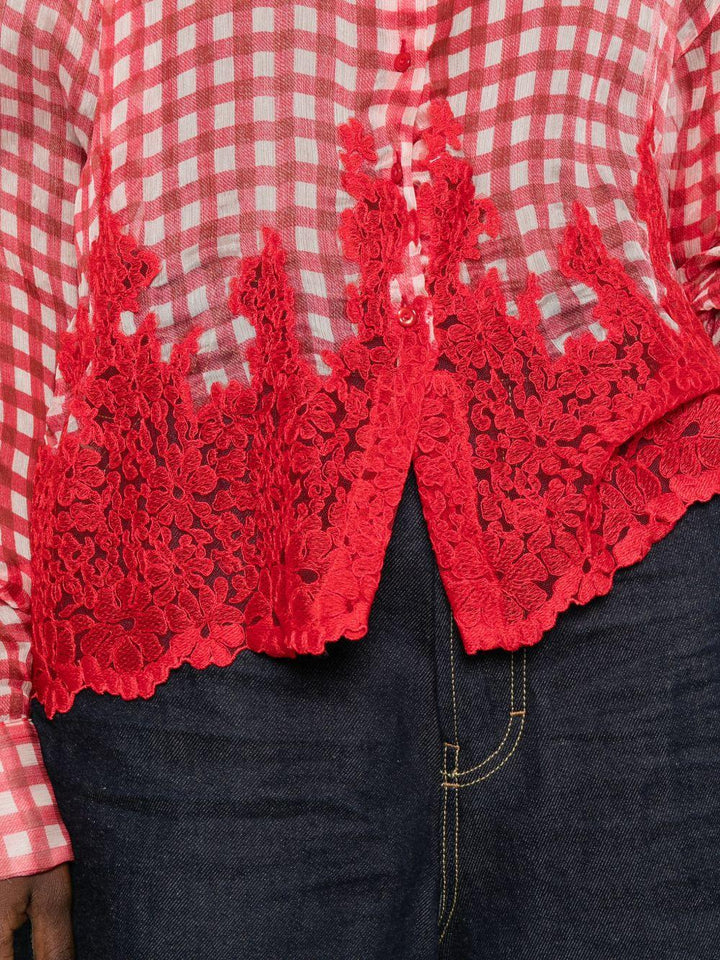 Camicia a quadri con dettagli in pizzo 