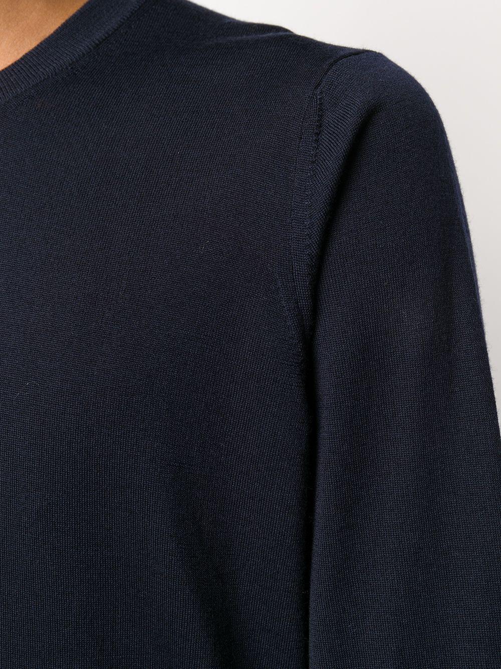 Felpa blu girocollo in lana e cashmere 