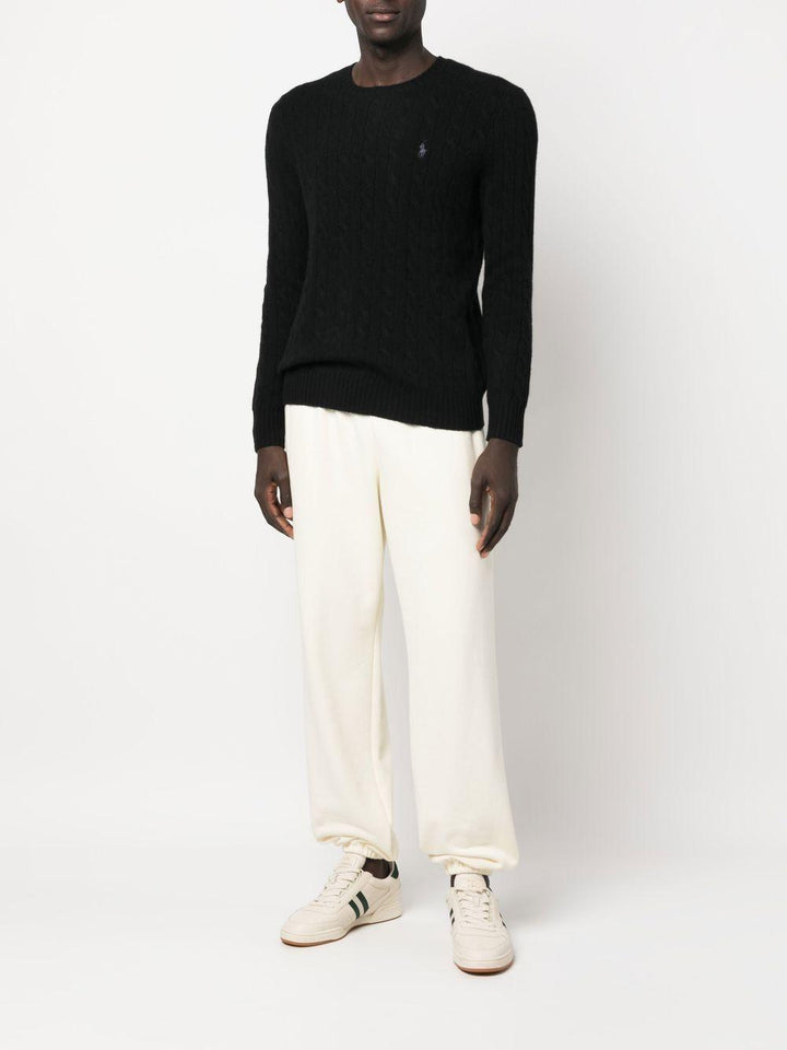Maglione nero con ricamo Polo Pony 
