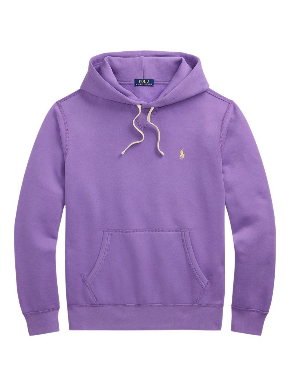 Felpa viola con cappuccio e logo ricamato 