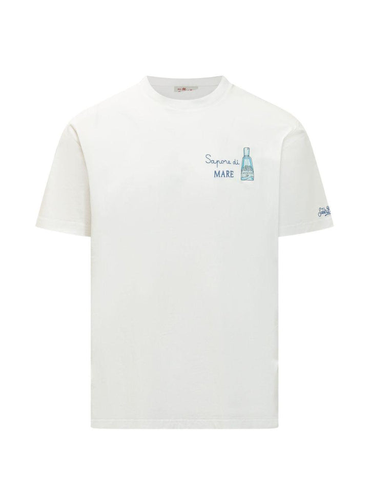 T-shirt bianca con logo sulla manica 