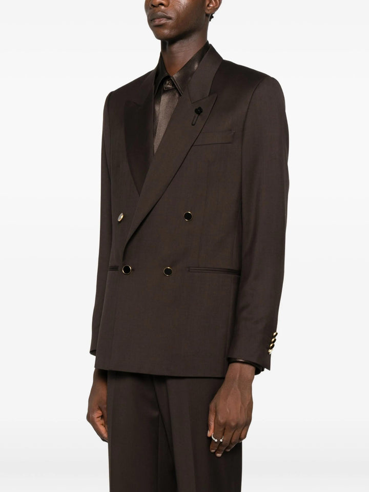 Blazer Marrone Doppiopetto con rever a lancia 