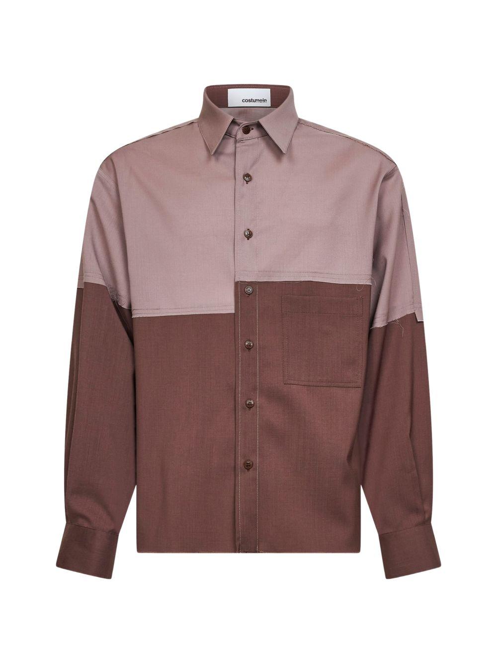 Camicia Richard granata/rosa color-block 