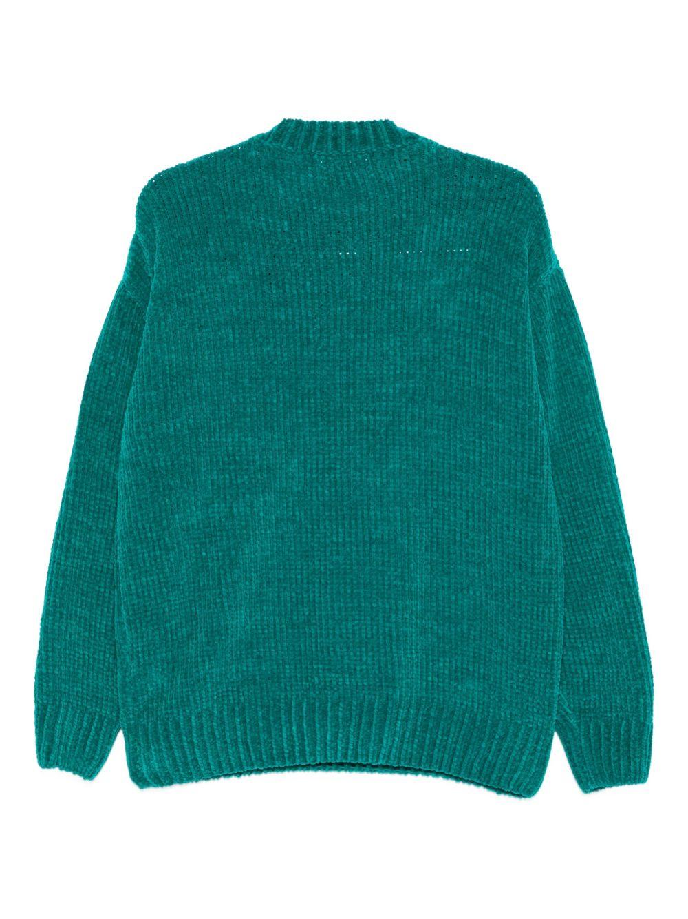 Maglione verde a coste girocollo 