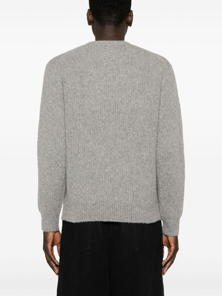 Maglione a coste in alpaca grigio melange 