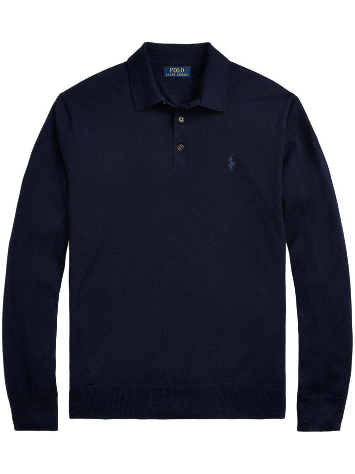 Polo blu navy a maniche lunghe 