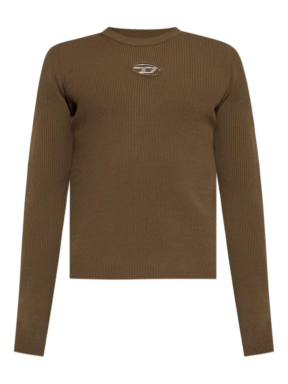 T-shirt a maniche lunghe marrone oliva 