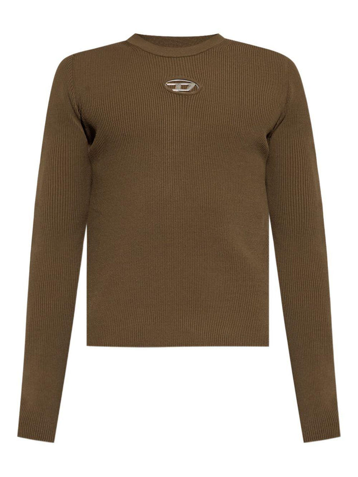 T-shirt a maniche lunghe marrone oliva 