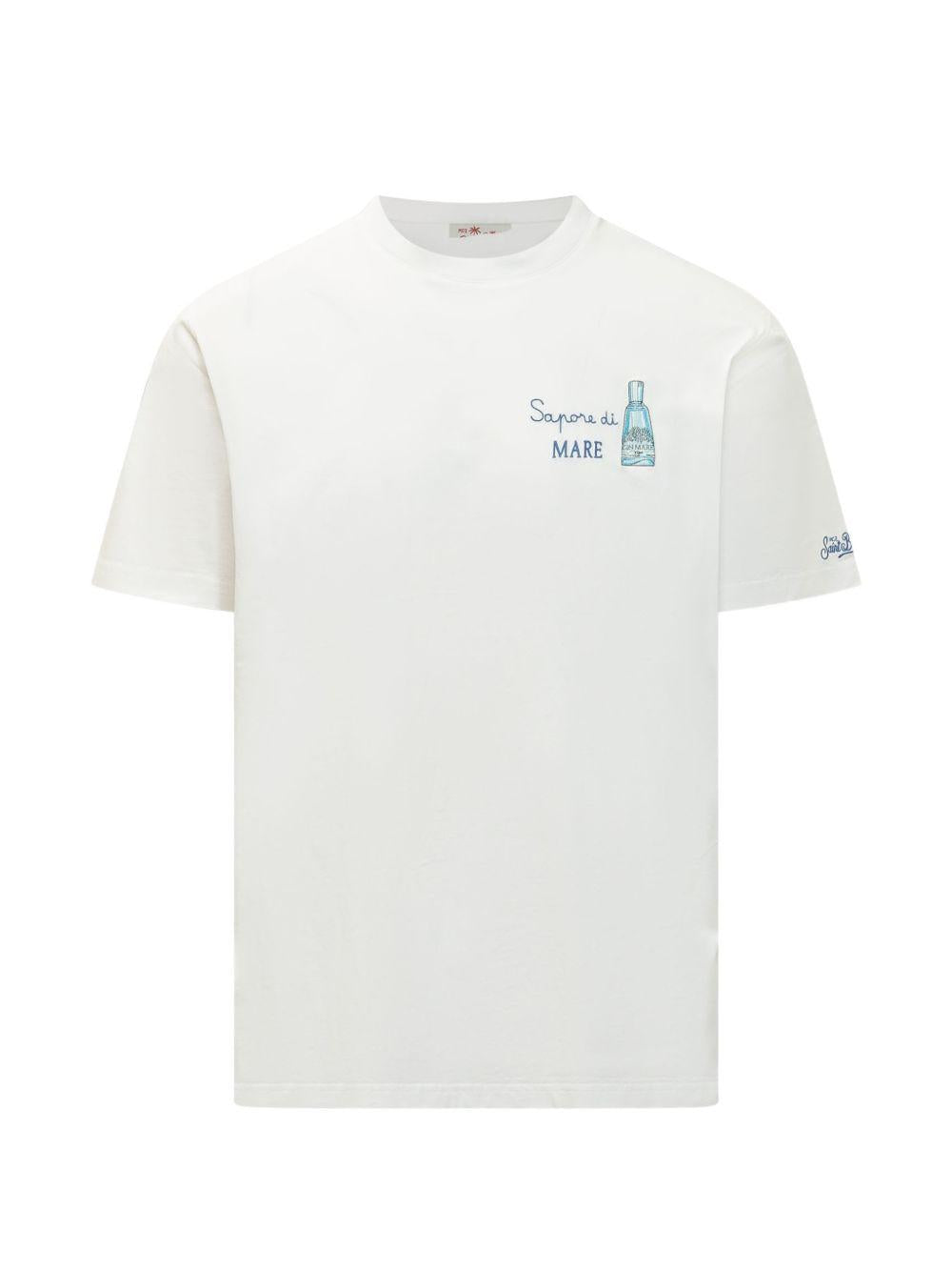 T-shirt bianca con logo sulla manica 