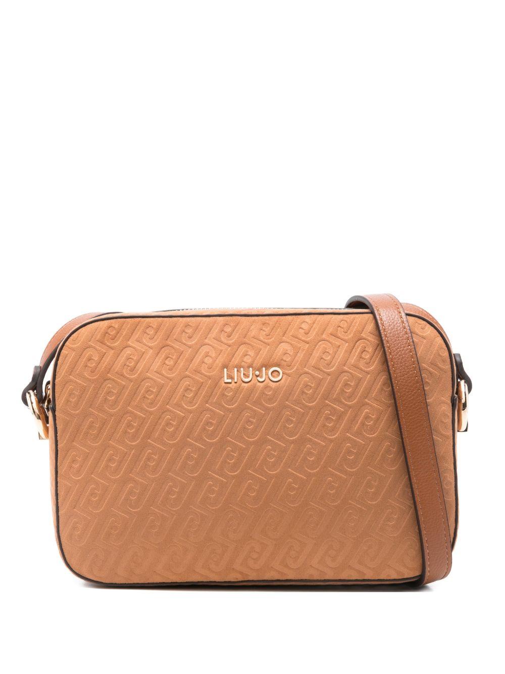 Borsa a tracolla con logo goffrato 