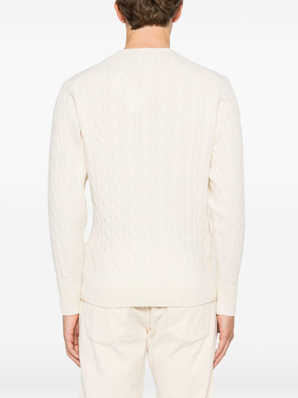 Maglione bianca a maglia intrecciata 