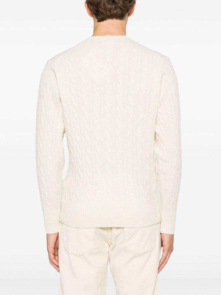 Maglione bianca a maglia intrecciata 