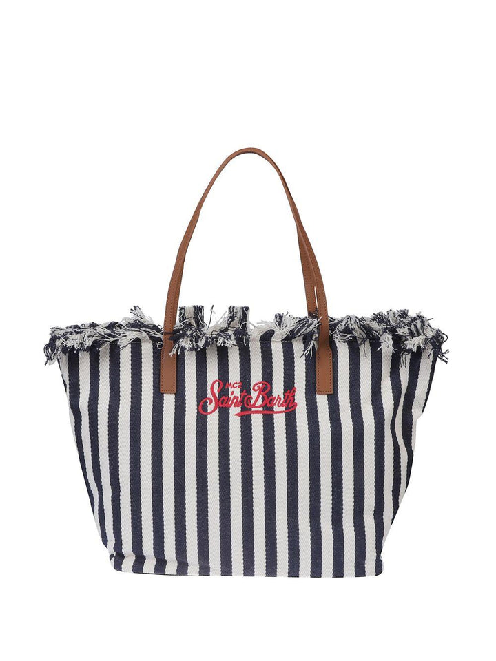 Borsa tote con frange a righe 