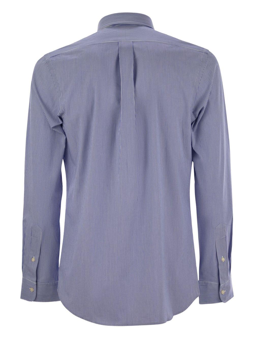 Camicia blu/bianco a righe con logo Polo Pony 