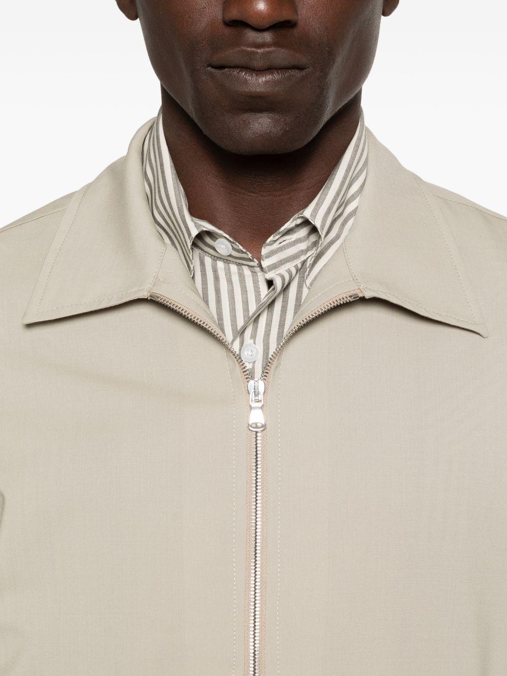 Giacca camicia beige con zip 