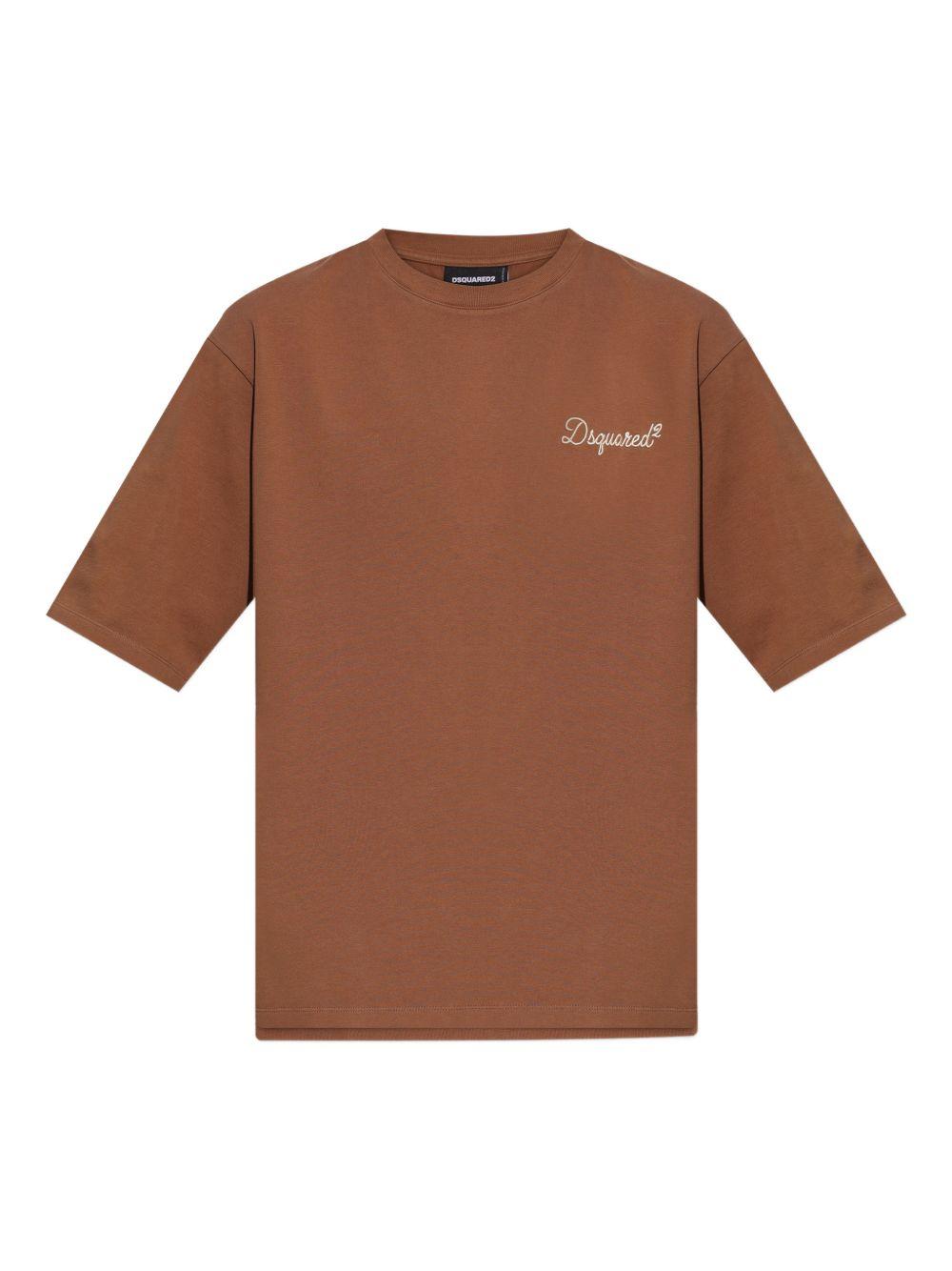T-shirt marrone con ricamo 