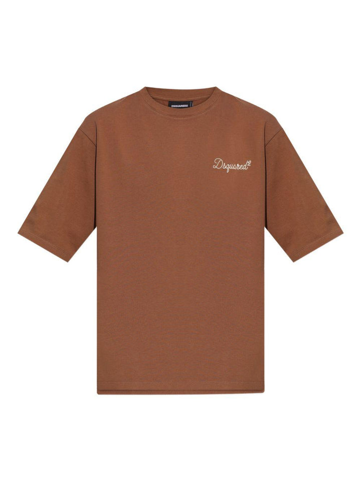T-shirt marrone con ricamo 
