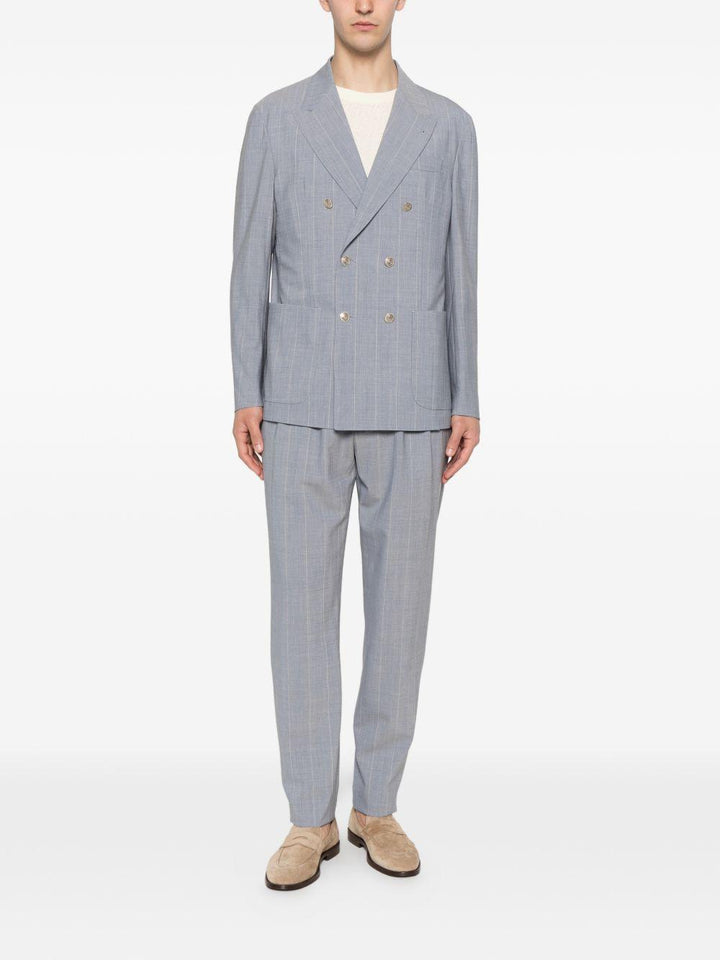Abito gessato blu denim 