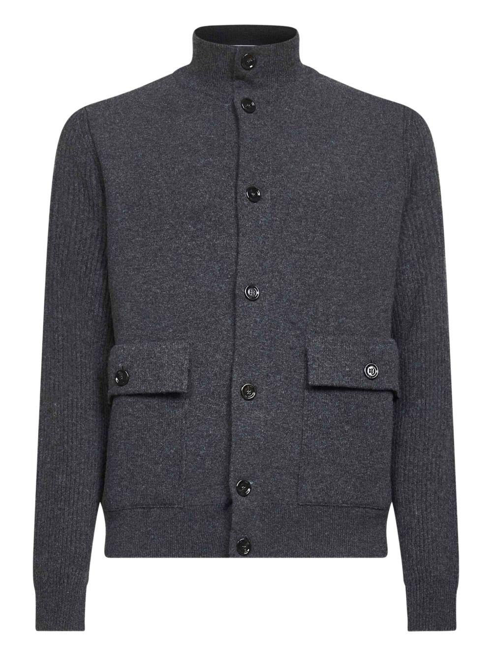 Cardigan grigio a coste 