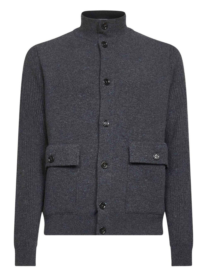 Cardigan grigio a coste 