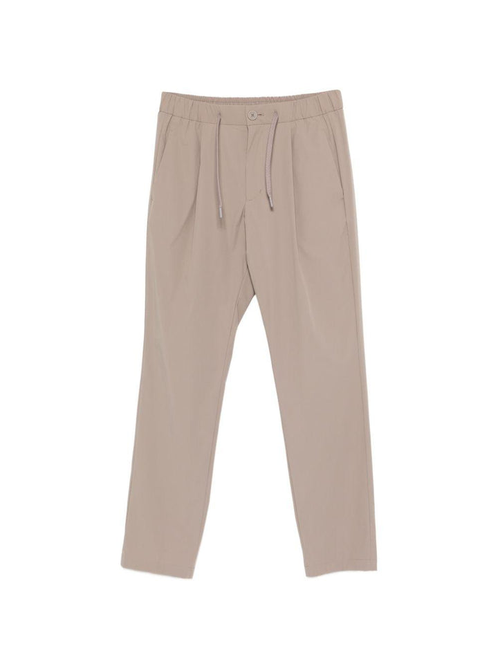 Pantaloni plissé con coulisse tortora 