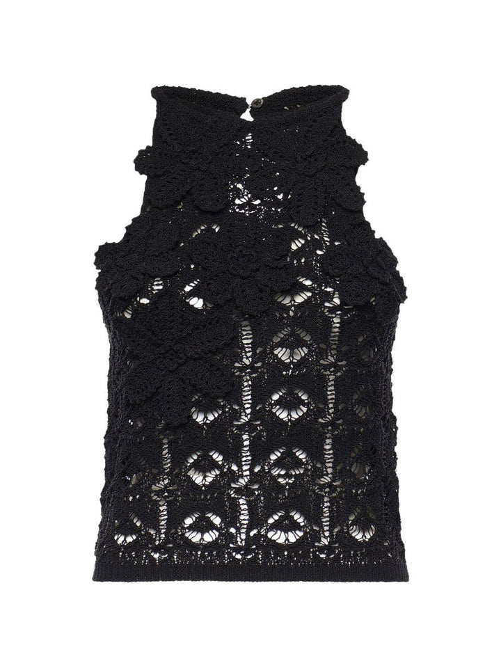 Top in maglia a fiori 