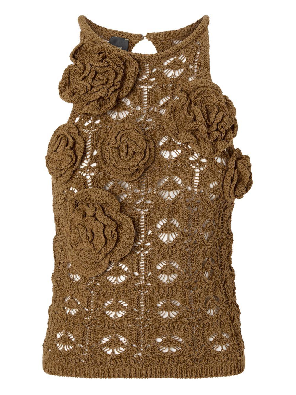 Top in maglia a fiori 