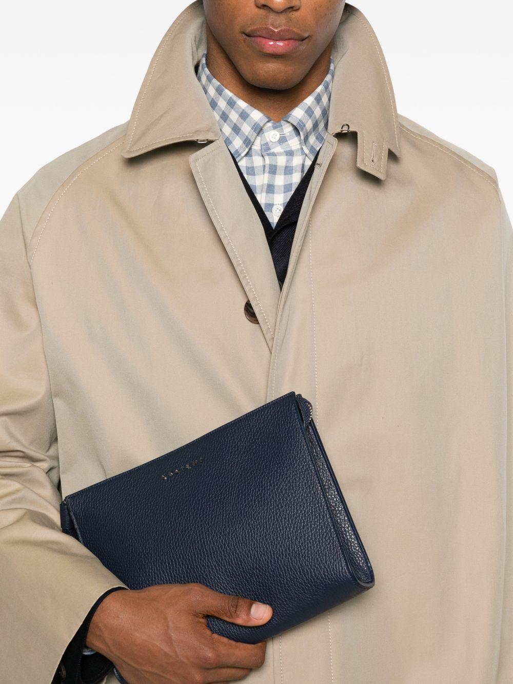 Clutch blu navy  in pelle 