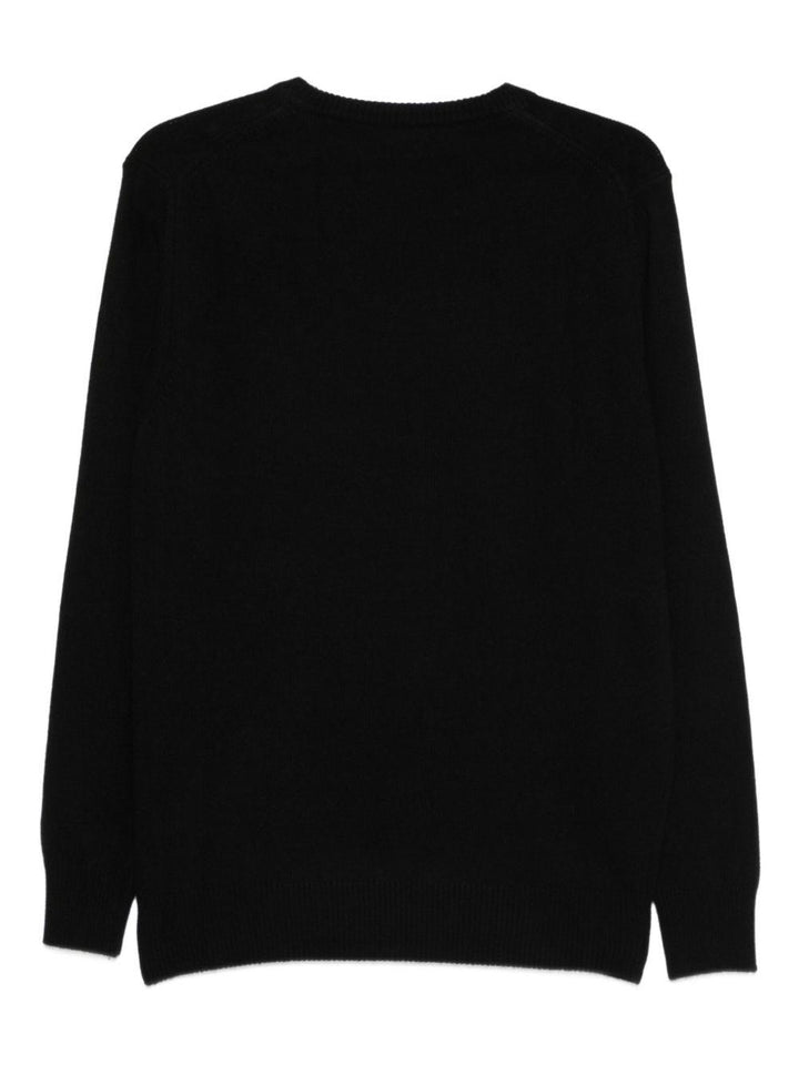 Maglione nero girocollo con ricamo 