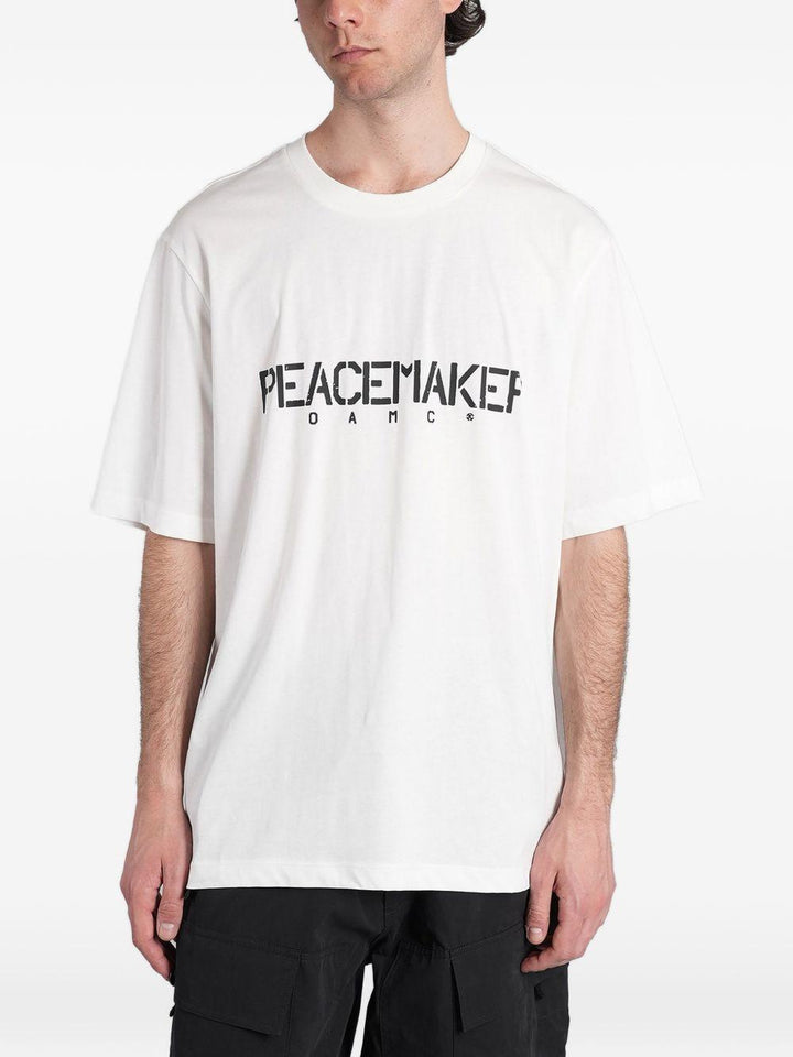 T-shirt con stampa logo bianca 