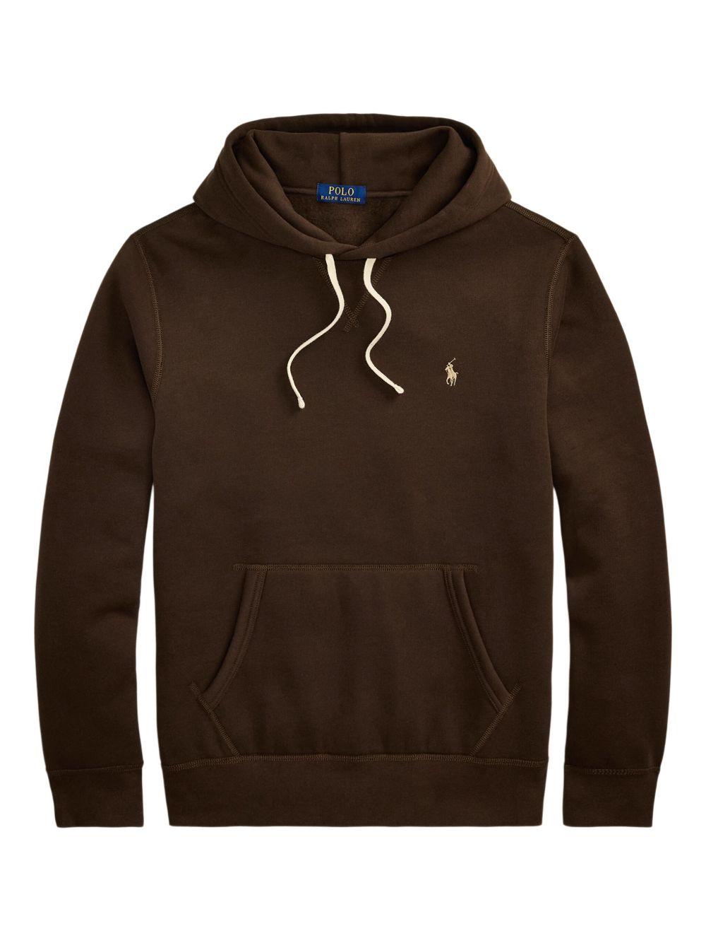 Felpa marrone con cappuccio e logo ricamato 