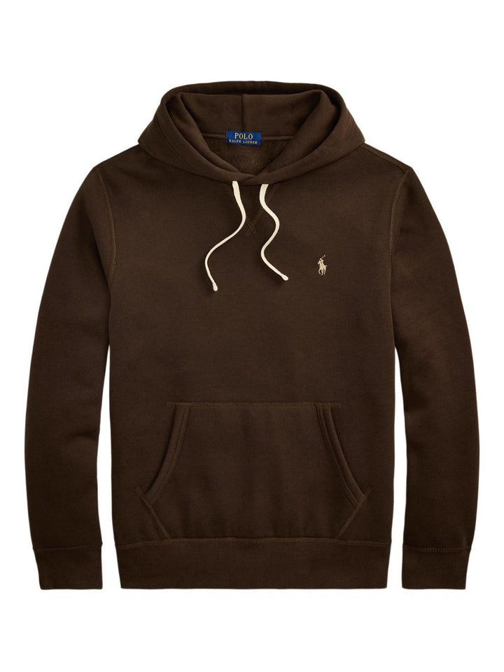 Felpa marrone con cappuccio e logo ricamato 
