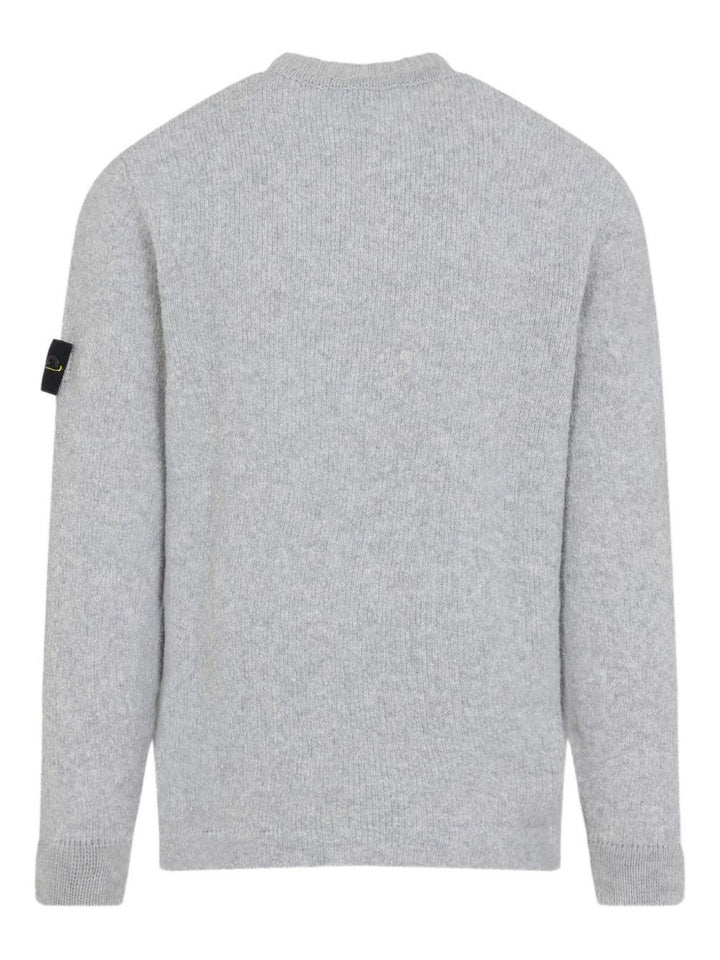 Maglione grigio scuro a coste con girocollo 