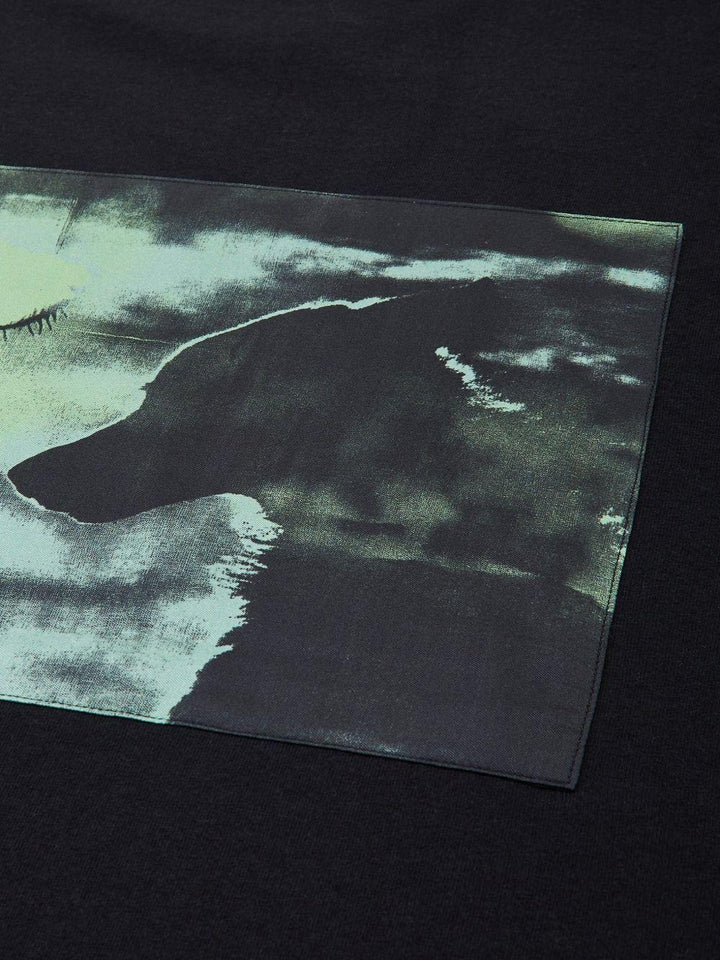 T-shirt oversize con stampa cane nera 