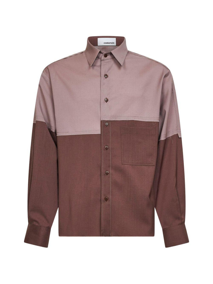 Camicia Richard granata/rosa color-block 