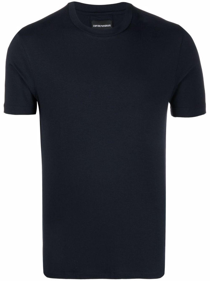 T-shirt girocollo blu con stampa 