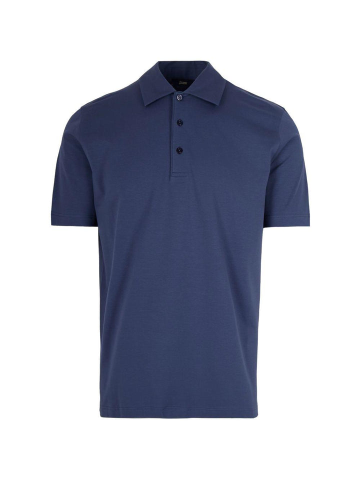 Polo blu con bottoni 