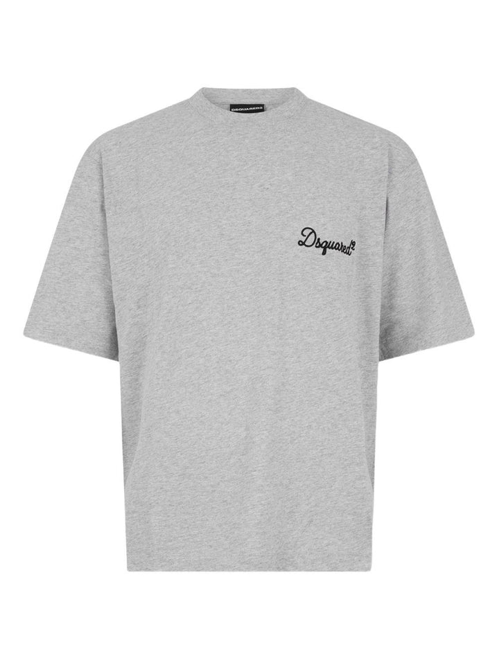 T-shirt grigio chiaro con ricamo 