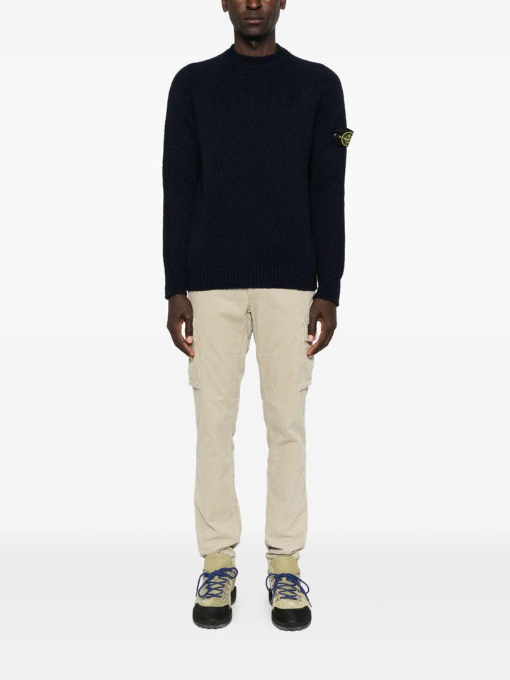 Maglione blu navy girocollo in lana 