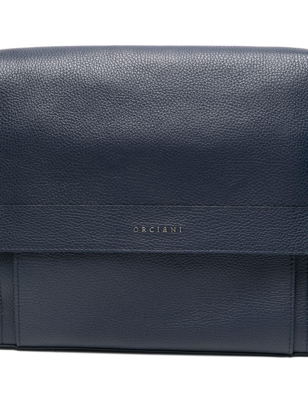 Borsa messenger in pelle blu