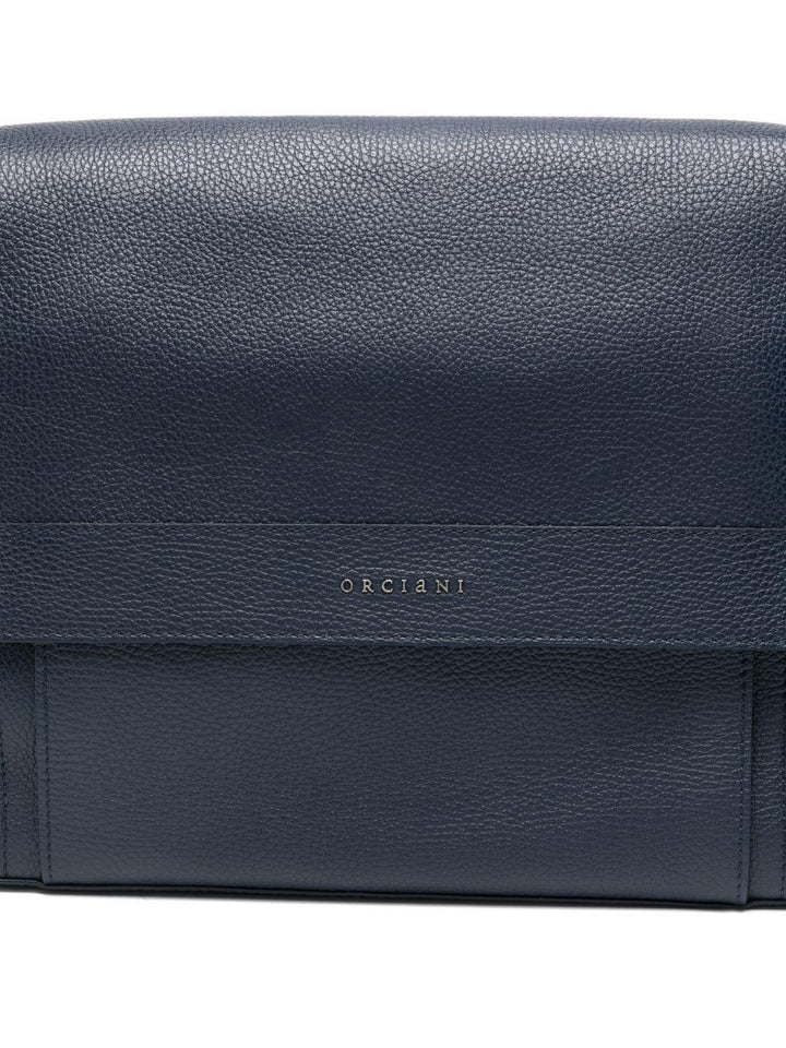 Borsa messenger in pelle blu
