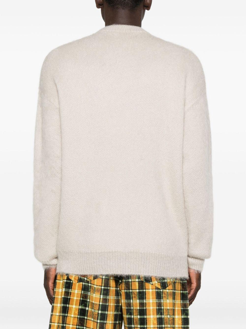 Maglione beige girocollo con ricamo 