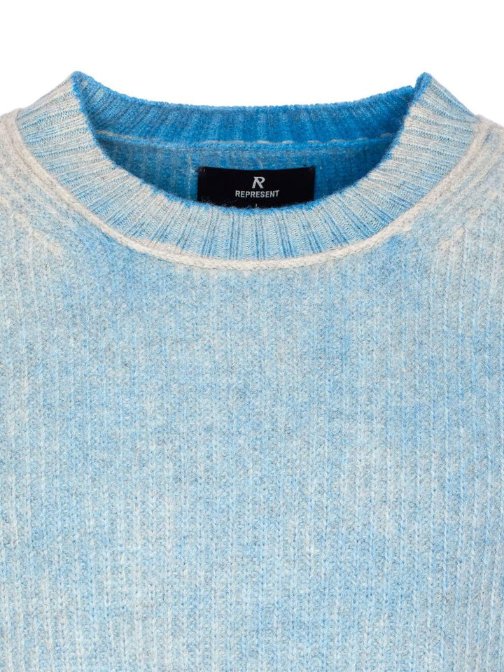 Maglione con effetto vissuto azzurro 