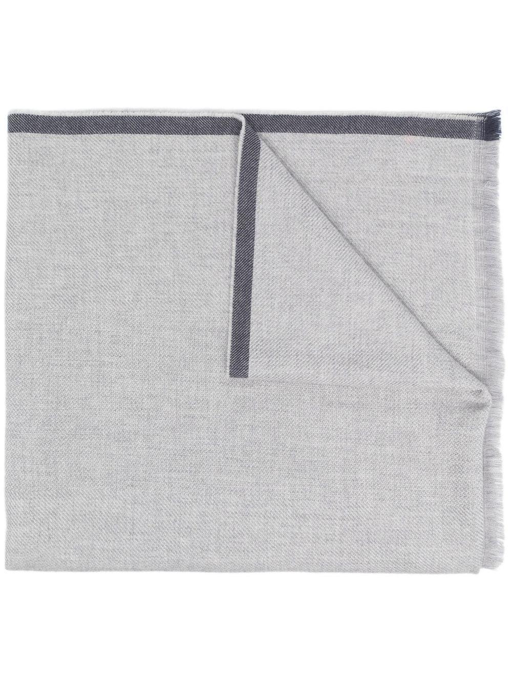 Sciarpa grigio chiaro e blu navy con bordo a contrasto 