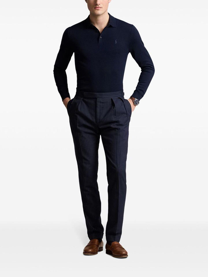 Polo blu navy a maniche lunghe 