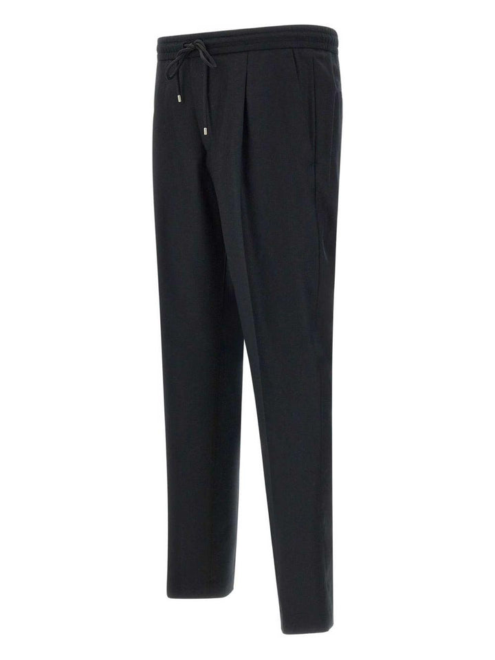 Pantaloni neri Wimbledon in lana con coulisse 
