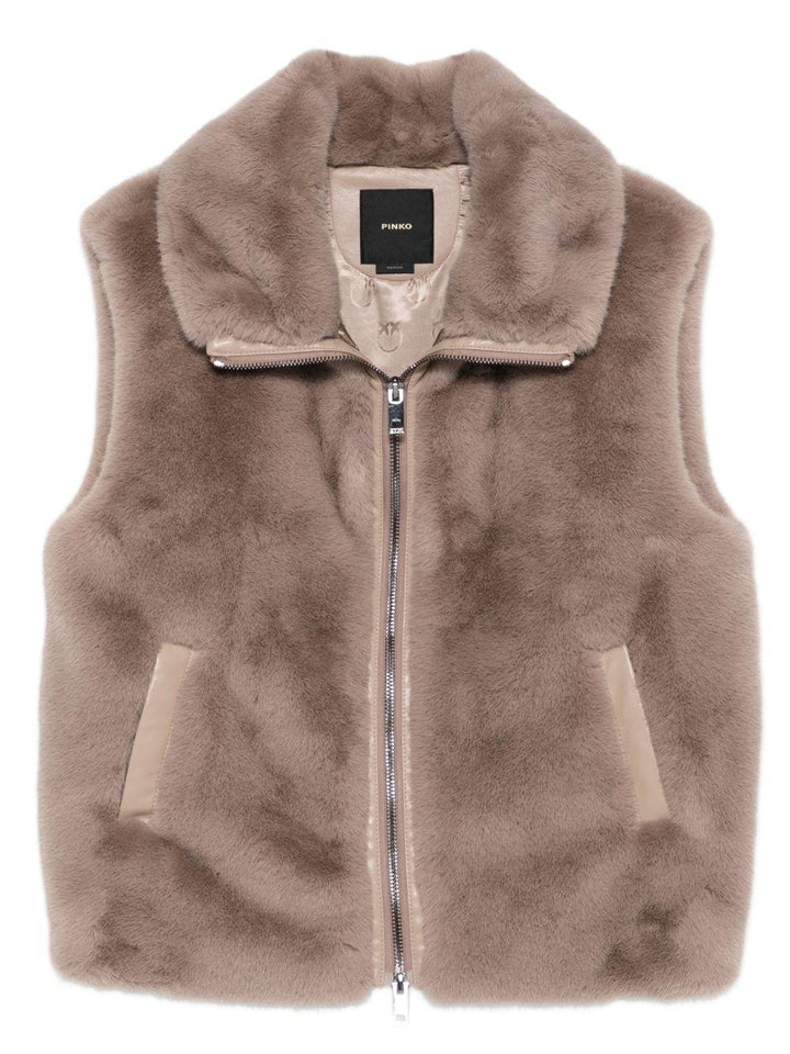 Gilet in pelliccia sintetica con zip 