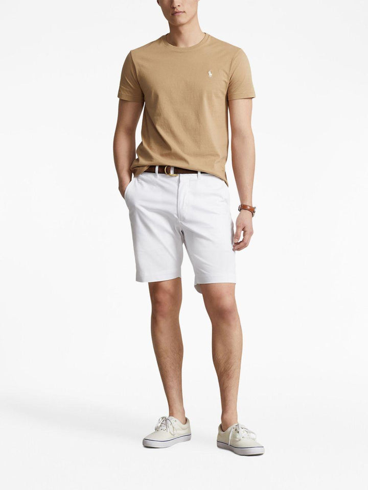 T-shirt marrone chiaro in cotone con ricamo Polo Pony 
