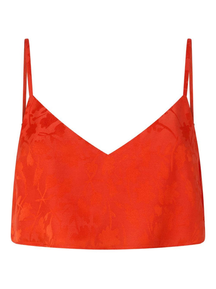 Top a fiori con scollo a V 